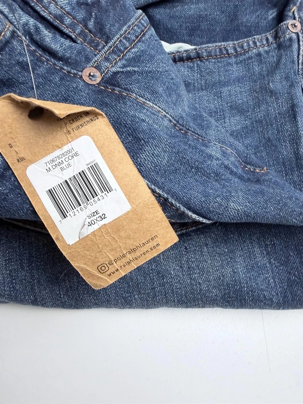 Polo Ralph Lauren The Varick Slim Straight Blue Denim Jeans Size 40x32 NWT